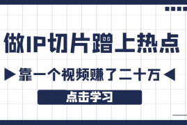 做ip切片蹭上热点，靠一个视频赚了二十万【图文】